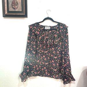 Daniel Caron Large Floral Blouse Long Sleeve